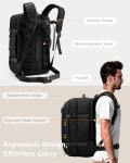 Tolaccea Travel Backpack, TSA Flight Approved Carry On Laptop Backpack for Women Men, Dual Laptop Storage for 17.3" and 15.6" Laptop, Large Luggage Backpack 40-45L Expandable (Black)