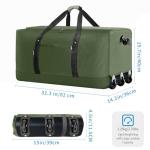 Finnhomy 120L Foldable Rolling Duffel Bag with 3 Wheels, Light Weight Travel Duffel bag with Large Loading Capacity, 32 inch Rolling Duffel bag with Shoulder Strap for Travel Camping Sports, Green
