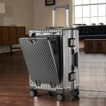 Front Opening Luggage USB Cup Holder Aluminum Frame Suitcase Laptop Bag Cabin 20/24 Inch Password Trolley Case Travel Suitcases