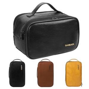 Toiletry Bag for Men, Travel Organizer Leather Dopp Kit Water-resistant Shaving Bag for Toiletries Accessories… (Black)