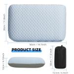 Crisonky Travel and Camping Pillow- Compressible Medium Firm Memory Foam Pillow with Carry Bag for Backpacking & Airplane, Lumbar Support. Breathable Cooling Fabric, Washable Pillowcase (Wathet Blue)