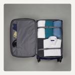 Amazon Basics Luggage, 28" Large Checked Softside Suitcase With Wheels, With Four 360-Degree Multi-directional Spinner Wheels, Expandable Capacity, Zippered Pocket and Straps, Telescopic Handle, Black