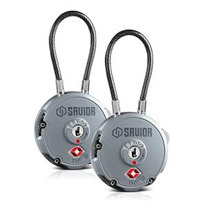 Savior Equipment Quality TSA-Approved 3-Digit Combination Cable Travel Luggage Locks for Rifle Bag Firearm Gun Case Accessories Ammo Boxes Outdoor Storage, SW Gray, 2-Pack