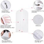 Garment Bags Covers 24''X60'' Dress Bags for Hanging Clothes (Pack of 6) with Study Full Zipper Coat Covers for Closet Clothes Storage Travel