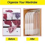 Garment Bags Covers 24''X60'' Dress Bags for Hanging Clothes (Pack of 6) with Study Full Zipper Coat Covers for Closet Clothes Storage Travel