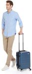 Amazon Basics 21-inch Carry On Luggage, Suitcase With Wheels (8 Spinner Wheels), TSA Lock, Expandable Capacity, Interior Divider and Pocket For Dry and Damp Clothes, Navy Blue