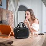 MDODO Travel Toiletry Bag Hanging Toiletry Bag for Women Water-resistant Cosmetic Makeup Bag for Full Sized Travel Essentials Must Have (Black)