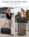 Women Weekender Travel Duffle Bag: Travel Duffel Overnight Bags with Shoe Compartment Large Carry on Tote with Toiletry Bag Weekend Traveling Yoga Gym Hospital Bag for Women with Wet Pocket Black