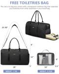 Women Weekender Travel Duffle Bag: Travel Duffel Overnight Bags with Shoe Compartment Large Carry on Tote with Toiletry Bag Weekend Traveling Yoga Gym Hospital Bag for Women with Wet Pocket Black
