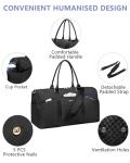 Women Weekender Travel Duffle Bag: Travel Duffel Overnight Bags with Shoe Compartment Large Carry on Tote with Toiletry Bag Weekend Traveling Yoga Gym Hospital Bag for Women with Wet Pocket Black