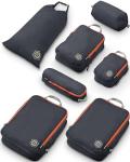 Large Compression Packing Cubes for Travel-Packing Cube Luggage Organizers 7 Piece Set for Checked Luggage-Ultralight, Expandable/Compression Bags by TRIPPED Travel Gear (Grey/Orange)