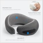 Optixion Travel Neck Pillow for Airplanes, Premium Memory Foam Neck Pillow with Ergonomic 360° Support, Travel Essentials for Plane, Car, Train and Home, Max Black