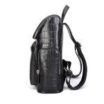 Large Capacity Crocodile Leather Men's Backpack Vintage Style Wear-Resistant Waterproof Design for Travel and Outdoor Use