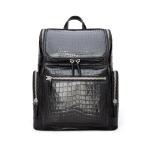 Large Capacity Crocodile Leather Men's Backpack Vintage Style Wear-Resistant Waterproof Design for Travel and Outdoor Use