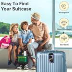 3 Pack Luxury Floral Luggage Tags, Durable PU Leather Suitcase Tags with Stainless Steel Cable Strap, Hidden ID Slot for Privacy Protection, Easy to Identify Waterproof Travel Accessories Gift (M)