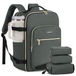 LOVEVOOK 40L Large Travel Backpack for Women Men, 17 Inch Carry on Backpack for Traveling on Airplane, Personal Item Travel Bag Airline Approved, Business Causal Weekender Backpack, Grey Green-Black