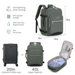 LOVEVOOK 40L Large Travel Backpack for Women Men, 17 Inch Carry on Backpack for Traveling on Airplane, Personal Item Travel Bag Airline Approved, Business Causal Weekender Backpack, Grey Green-Black