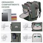 LOVEVOOK 40L Large Travel Backpack for Women Men, 17 Inch Carry on Backpack for Traveling on Airplane, Personal Item Travel Bag Airline Approved, Business Causal Weekender Backpack, Grey Green-Black