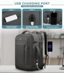 60L Extra Large Travel Laptop Backpack,3XL Expandable Carry On Backpack for Men, Big Capacity Heavy Duty Business Suitcase Daypack Bag Fits 18.4-19 Inch Laptops, Travel Gifts for Men Women, Black