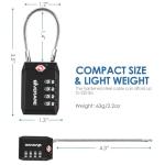 2 Pack TSA Approved Travel Luggage Locks, 4-Digit Cable Combination Suitcase Lock, Metal Alloy Padlocks, Weatherproof Padlock for Locker, Bag, Gun Case, Backpack, Anti Theft, Easy Read Dials-Black