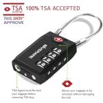 2 Pack TSA Approved Travel Luggage Locks, 4-Digit Cable Combination Suitcase Lock, Metal Alloy Padlocks, Weatherproof Padlock for Locker, Bag, Gun Case, Backpack, Anti Theft, Easy Read Dials-Black