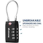 2 Pack TSA Approved Travel Luggage Locks, 4-Digit Cable Combination Suitcase Lock, Metal Alloy Padlocks, Weatherproof Padlock for Locker, Bag, Gun Case, Backpack, Anti Theft, Easy Read Dials-Black