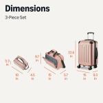 Amazon Basics 3-Piece Luggage Set, Including One Carry-On Luggage (22" Expandable Hardside Suitcase With 8 Spinner Wheels), One 15-inch Tote Bag, and One 10-inch Compact Travel Bag, Rose Gold