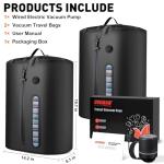 Vacuum Bags for Travel With Pump, Reusable Vacuum Packing Cubes for Traveler, Compression Bags for Clothes, IP68 Waterproof Airless Travel Bags for Storage, Luggage, Backpack & Suitcase (2PC + Pump)