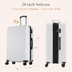 Sweetcrispy Carry on Luggage, Hard Shell ABS Suitcase with Double Spinner Wheels, Lightweight Expandable Rolling Suit Case with TSA Lock, 28 Inch Cream White