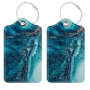 Luggage Tags for Suitcases, 2 Pack Cute PU Leather Suitcase Tag Identifiers TSA Approved with Stainless Steel Loop and Address Card for Baggage Tag for Cruise Airport Travel Essentials by Chelmon