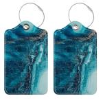 Luggage Tags for Suitcases, 2 Pack Cute PU Leather Suitcase Tag Identifiers TSA Approved with Stainless Steel Loop and Address Card for Baggage Tag for Cruise Airport Travel Essentials by Chelmon