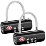 Puroma 2 Pack Luggage Locks TSA Approved, TSA Locks for Luggage Travel Lock Black Resettable Combination Zinc Alloy for Suitcase, Backpack, Laptop Bag, Gym Locker, Toolbox