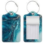 Luggage Tags for Suitcases, 2 Pack Cute PU Leather Suitcase Tag Identifiers TSA Approved with Stainless Steel Loop and Address Card for Baggage Tag for Cruise Airport Travel Essentials by Chelmon