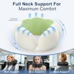 ComRola Travel Neck Pillow for Airplane, Super Soft Neck Support Travel Pillow - Lightweight and Stylish Convertible Style - Ergonomic Design for Long Flights, Car, Train & Office Use (Black)