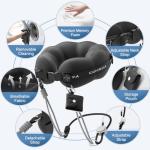 ComRola Travel Neck Pillow for Airplane, Super Soft Neck Support Travel Pillow - Lightweight and Stylish Convertible Style - Ergonomic Design for Long Flights, Car, Train & Office Use (Black)