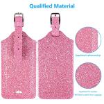 ACdream Luggage Tags 2 Pack, Leather Suitcase Tags Identifiers, Cute Cruise ID Labels with Privacy Cover fits on Backpack, Travel Bag, for Women, Men, Adults, Kids, Glitter Pink