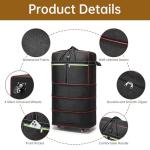 Foldable Duffel Bag,Large Expandable Rolling Travel Duffle Bag with Wheels Waterproof Collapsible Luggage Carry on Duffel Bag with Wheels and Handle, Black