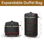 Foldable Duffel Bag,Large Expandable Rolling Travel Duffle Bag with Wheels Waterproof Collapsible Luggage Carry on Duffel Bag with Wheels and Handle, Black