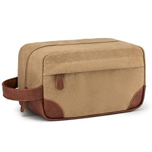 Vorspack Travel Toiletry Bag - Hanging Toiletry Bag for Men Water Resistant Canvas Shaving Bag with Large Capacity for Travel - Brown