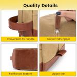 Vorspack Travel Toiletry Bag - Hanging Toiletry Bag for Men Water Resistant Canvas Shaving Bag with Large Capacity for Travel - Brown