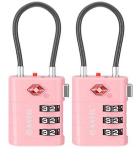 ANVIL TSA Approved Luggage Locks – High Security TSA008 Combination Travel Locks with Inspection Indicator for Suitcases and Backpacks. (2, Pink)