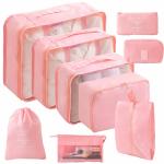 8-Piece Travel Packing Cubes Set, Luggage Organizers with Toiletry Bag, Shoe Bag, Cosmetic Storage, Black