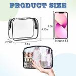 16 Pieces Clear Makeup Bags Bulk, TSA Approved Toiletry Bag for Travel, PVC Waterproof Travel Small Pouches Clear Pouch with Zipper for Men and Women Carry-on Travel Essentials Cosmetic Bags (Black)
