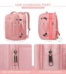 Travel Laptop Backpack for Women, 50L Expandable Extra Large Backpack,Carry On Backpack, Water Resistant Big Bag Anti-Theft Business Daypack Fits 17 Inch Laptop with USB Port, Pink