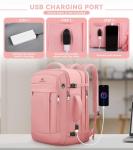 Travel Laptop Backpack for Women, 50L Expandable Extra Large Backpack,Carry On Backpack, Water Resistant Big Bag Anti-Theft Business Daypack Fits 17 Inch Laptop with USB Port, Pink