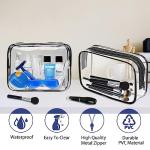 16 Pieces Clear Makeup Bags Bulk, TSA Approved Toiletry Bag for Travel, PVC Waterproof Travel Small Pouches Clear Pouch with Zipper for Men and Women Carry-on Travel Essentials Cosmetic Bags (Black)