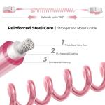 Cable Luggage Lock, Retractable Cable Lock Anti-Theft Travel Locks for Suitcase with Wrist Strap for Suitcases, Backpacks, and Carry-On Bags, Pink