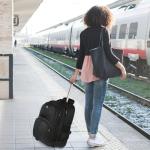 MATEIN Rolling Backpack, 17 inch Water Resistant Wheeled Laptop Backpack, Carry on Luggage Business Bag, Overnight College Computer Bag Trolley Suitcase for Men Women Adults to Travel, Black