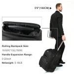 MATEIN Rolling Backpack, 17 inch Water Resistant Wheeled Laptop Backpack, Carry on Luggage Business Bag, Overnight College Computer Bag Trolley Suitcase for Men Women Adults to Travel, Black