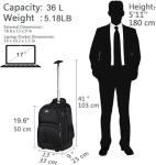 MATEIN Rolling Backpack, 17 inch Water Resistant Wheeled Laptop Backpack, Carry on Luggage Business Bag, Overnight College Computer Bag Trolley Suitcase for Men Women Adults to Travel, Black